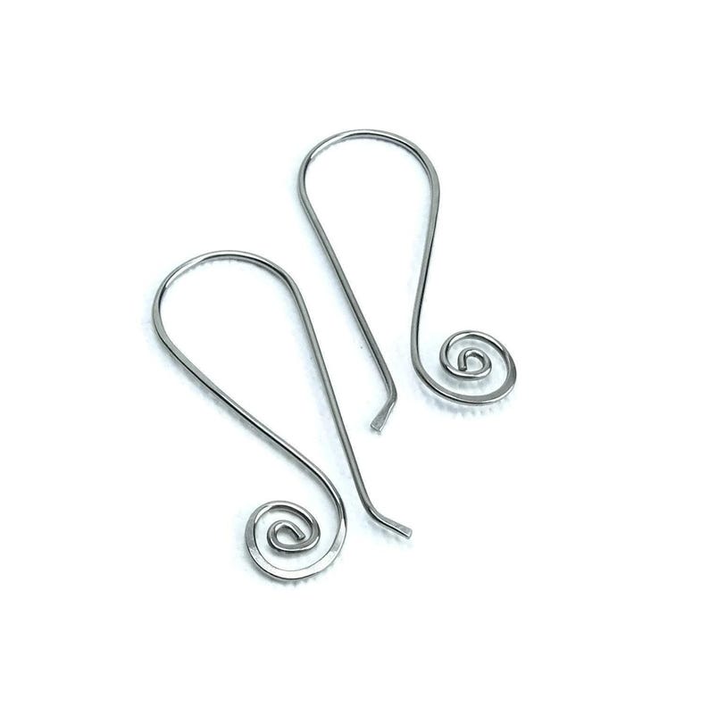 Niobium Earwires Swan Spiral Hooks, Hypoallergenic Ear Wires Silver-color Niobium Earrings for Sensitive Ears, Niobium Jewellery image 5