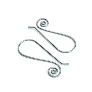Niobium Earwires Swan Spiral Hooks, Hypoallergenic Ear Wires Silver-color Niobium Earrings for Sensitive Ears, Niobium Jewellery image 1