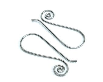 Niobium Earwires Swan Spiral Hooks, Hypoallergenic Ear Wires Silver-color Niobium Earrings for Sensitive Ears, Niobium Jewellery