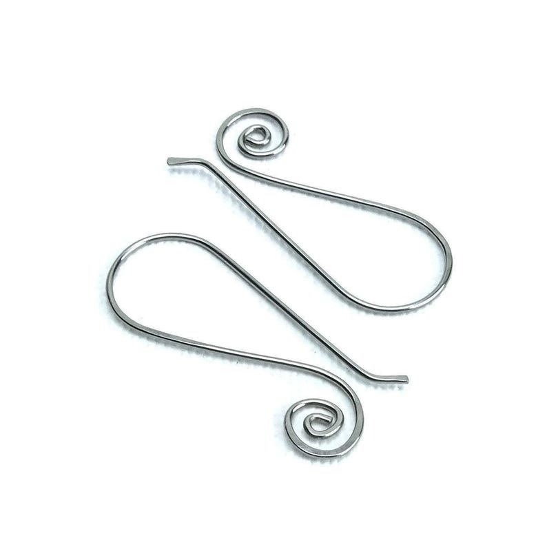 Niobium Earwires Swan Spiral Hooks, Hypoallergenic Ear Wires Silver-color Niobium Earrings for Sensitive Ears, Niobium Jewellery image 1