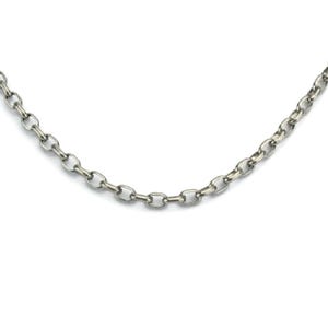 Half Round Oval Link Titanium Necklace, Pure Titanium Chain 4mm Necklace for Sensitive Skin, Hypoallergenic Nickel Free Titanium Jewelry