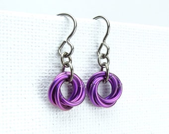 Purple Titanium Tip and infinity earrings