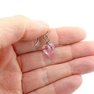 Rosaline Pink Heart Titanium Earrings, Love Heart Crystal Earrings, Niobium Earrings for Sensitive Ears, Hypoallergenic Nickel Free Earrings image 6