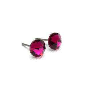 Clous d'oreilles en titane rouge rubis, clous d'oreilles en titane rouge et rose sans nickel pour oreilles sensibles, tenons hypoallergéniques, titane pur