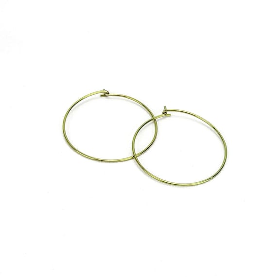 Niobium Hoop Earrings Gold Large, Yellow Gold Color Niobium Hoops