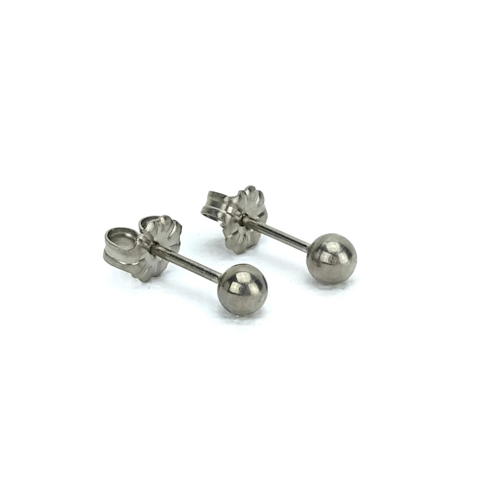 Pure Titanium Ball Stud Earrings Solid Ball Stud Earrings Etsy