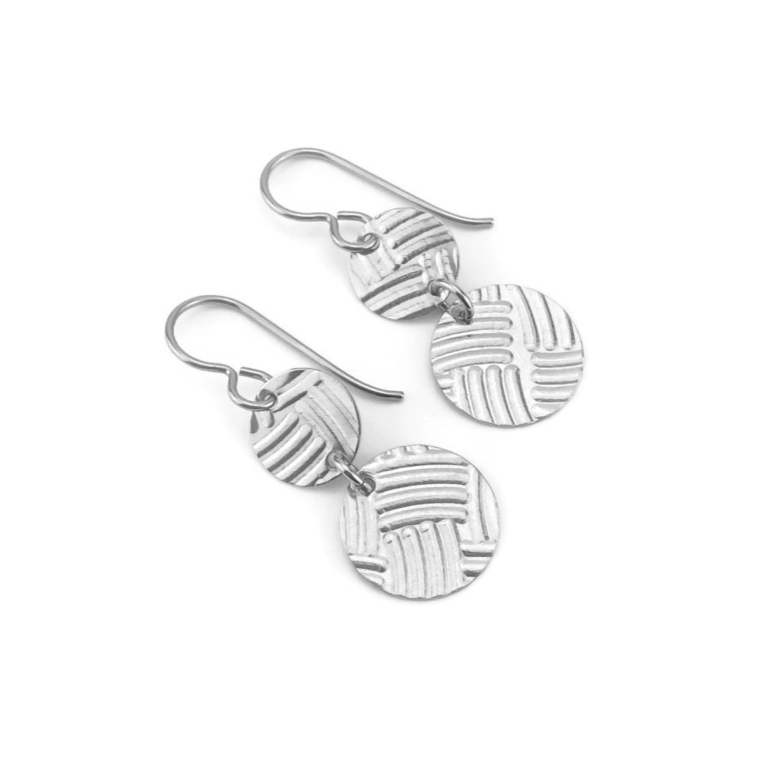Nickel Free Earrings Weave Patterned Double Disc Earrings Etsy
