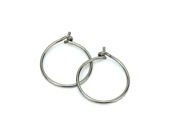 Small Niobium Hoop Earrings, Nickel Free Silver Color Hoops, Hypoallergenic Earrings for Sensitive Ears