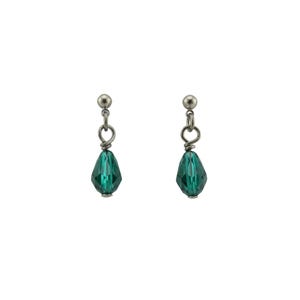Emerald Drop Titanium Dangle Studs, Green Crystal Teardrop Stud Earrings, Hypoallergenic Nickel Free Titanium Post Sensitive Ears Earrings
