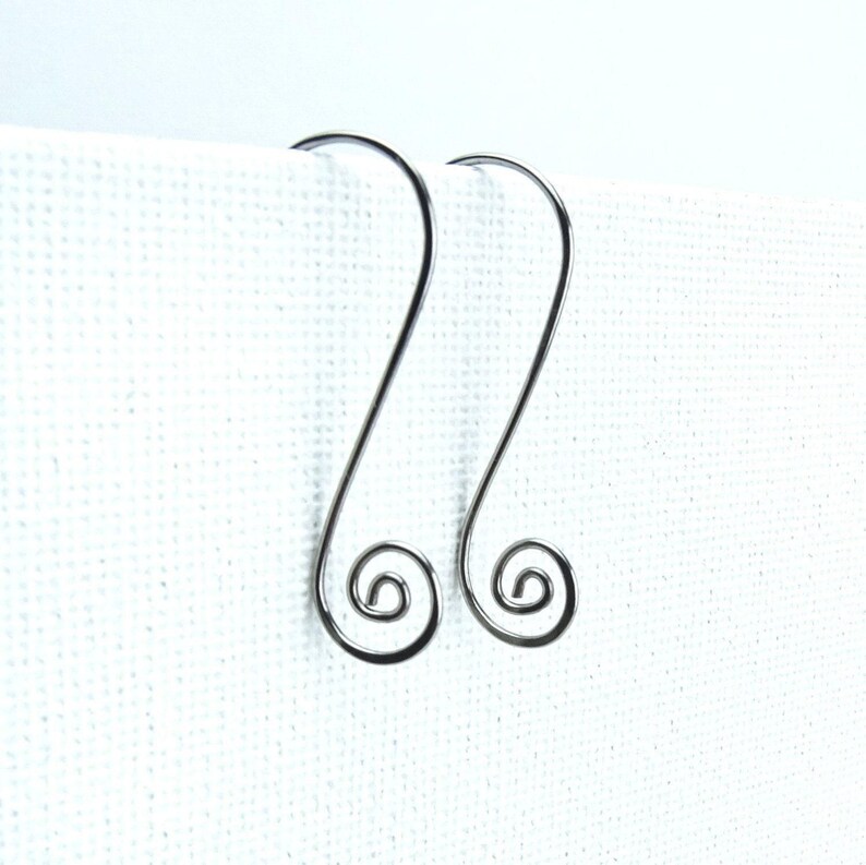 Niobium Earwires Swan Spiral Hooks, Hypoallergenic Ear Wires Silver-color Niobium Earrings for Sensitive Ears, Niobium Jewellery image 4