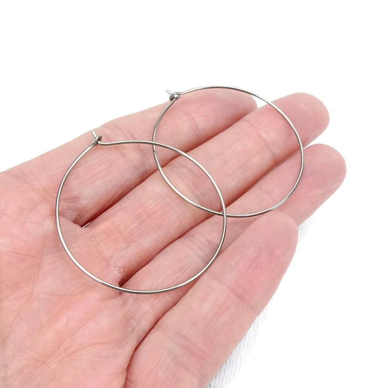 Hypoallergenic Hoops for Sensitive Ears 1.5 Inch Hoops Earring Niobium Hoop Earrings Extra Large Silver Color Niobium Jewellery