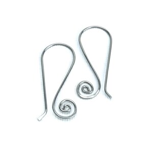 Niobium Earwires Swan Spiral Hooks, Hypoallergenic Ear Wires Silver-color Niobium Earrings for Sensitive Ears, Niobium Jewellery image 3
