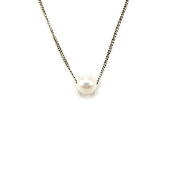 Floating Pearl Titanium Necklace Hypoallergenic Necklace with Etsy