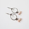 Hypoallergenic Teardrop Earrings with Pink Pearls, Small Pearl Cluster Niobium Earrings, Titanium Earrings For Sensitive Ears, Nickel Free