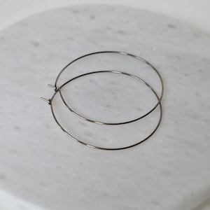 Extra Extra Large Titanium Hoops, 2 Inch Hoop Earrings, Nickel Free Silver Color Hoops, Hypoallergenic Earrings for Sensitive Ears