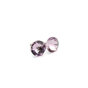 Light Amethyst Studs Titanium Post Earrings, Pale Pink Crystals Studs, Nickel Free Hypoallergenic Posts Titanium Earrings for Sensitive Ears