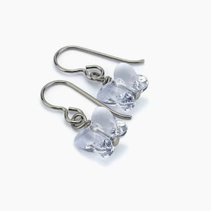 Titanium Earrings Mauve Butterfly Crystal, Smoky Mauve European Crystal Butterfly Sensitive Ears Earrings for Girls, Pale Purple