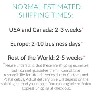 a poster with the words, normal estimated shipping times, usa and canada