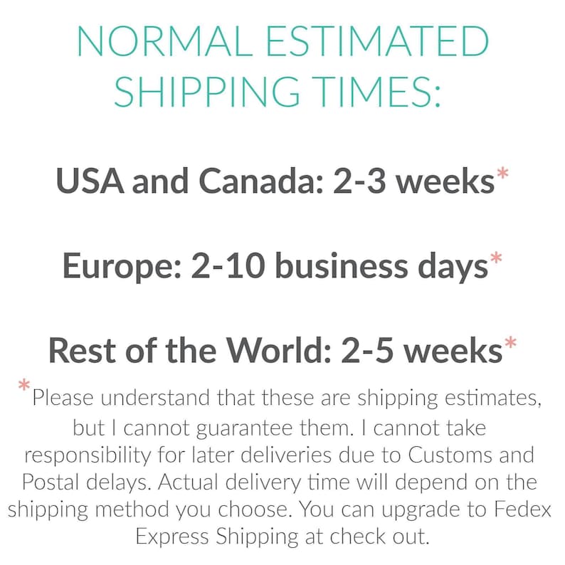 a poster with the words, normal estimated shipping times, usa and canada