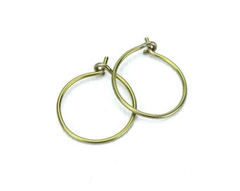 Petites créoles en or niobium pour oreilles sensibles, créoles hypoallergéniques sans nickel, or jaune anodisé