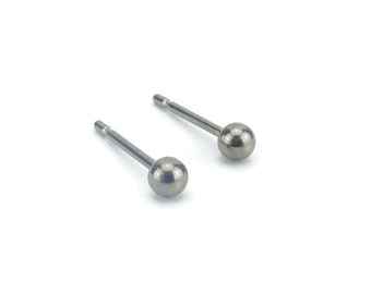 3mm Ball Stud Posts Titanium Earrings, Titanium Ball Studs for Sensitive Ears, Hypoallergenic Nickel Free Earrings, Solid Ball Post Stud