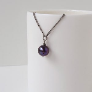 Big Black Pearl Titanium Necklace, Real Pearl Necklace for Sensitive Skin, Freshwater Pearl Titanium Jewelry, Hypoallergenic Nickel Free