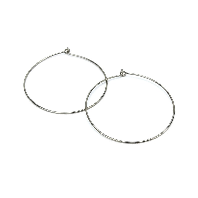 Hypoallergenic Hoops for Sensitive Ears 1.5 Inch Hoops Earring Niobium Hoop Earrings Extra Large Silver Color Niobium Jewellery