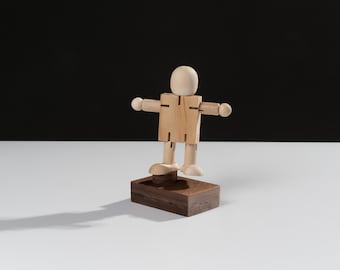 Handmade Wooden Automata Man – Kinetic Desk Toy