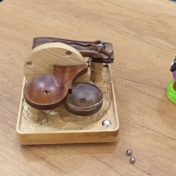 Handmade Wooden Marble Machine | DIY Rolling Ball Sculpture | Unique Desk Toy Gift
