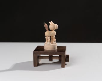 Handmade Wooden Horse Automaton: Kinetic Crank Toy