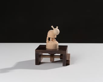 Handmade Wooden  Automaton – Kinetic Crank Toy