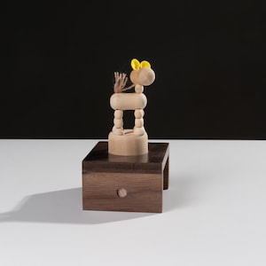 Handmade Wooden  Automaton – Kinetic Crank Toy
