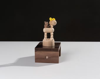 Handmade Wooden  Automaton – Kinetic Crank Toy