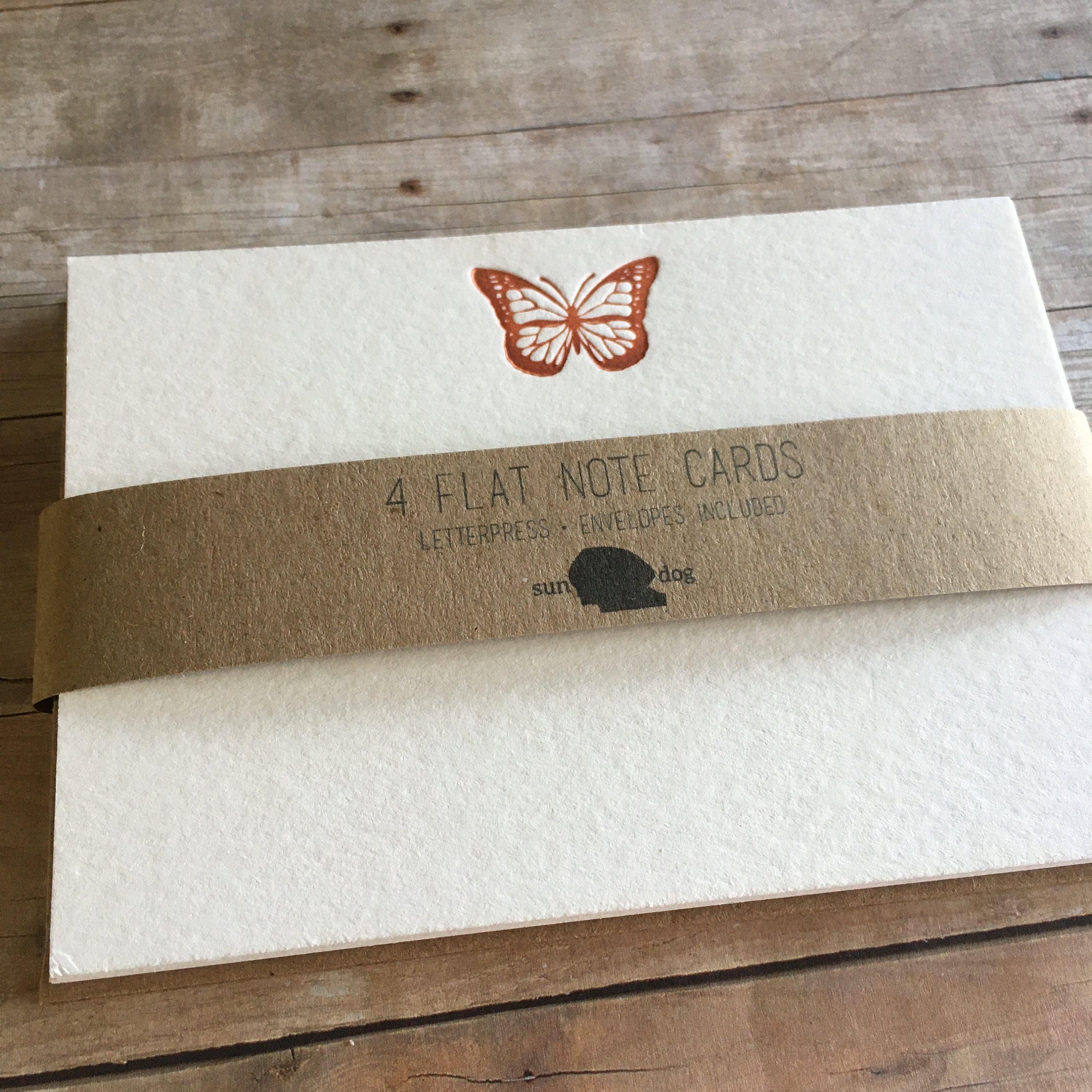 Monarch Butterfly Letterpress Note Cards Set of 4, Letterpress Printed ...