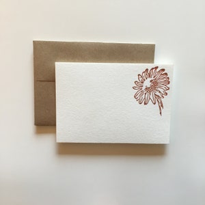Sunflower Letterpress Note Cards: Cotton Stationary Set