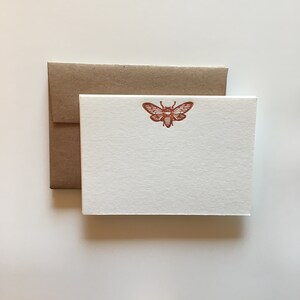 Pollinator Honey Bee Letterpress Note Cards Set Of 4, Letterpress Printed on White Cotton Paper, Cards Measure 3.5" x 5", Bee Stationary