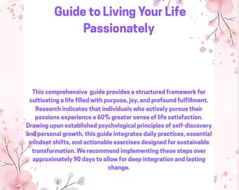 Guia para uma Vida Apaixonada; Caderno de Exercícios para Imprimir; Guia com Sugestões para Diário; Páginas de Diário; Guia Digital; Motivação; Diário Inspirador