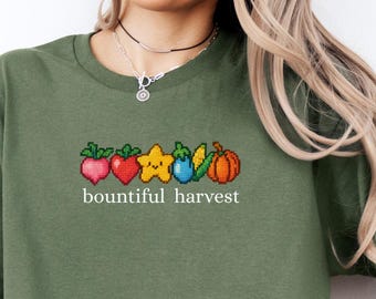 Bountiful Harvest Stardew Valley tee, Stardew Valley Merch, Video Game Art, Pixel Art, 8Bit, Valley shirt, farming shirt, Pelican Town