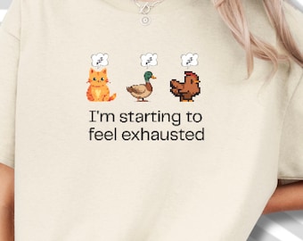 Stardew Valley T-Shirt - Cooles Gamer Geschenk, Trendiges Gamer T-Shirt, Pixel Art, Gamer Geschenk, Für Ihn oder Sie, Pelican Town, Auf dem Bauernhof, Tier