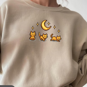 Cat Stardew Valley Sweatshirt, Gift for Him and Her, Video Game Art, Pixel Art, Crossing, 8Bit, Valley, Animal, Cozy Gamer, GamingGift