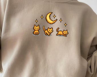 Cat Stardew Valley Sweatshirt, Gift for Him and Her, Video Game Art, Pixel Art, Crossing, 8Bit, Valley, Animal, Cozy Gamer, GamingGift