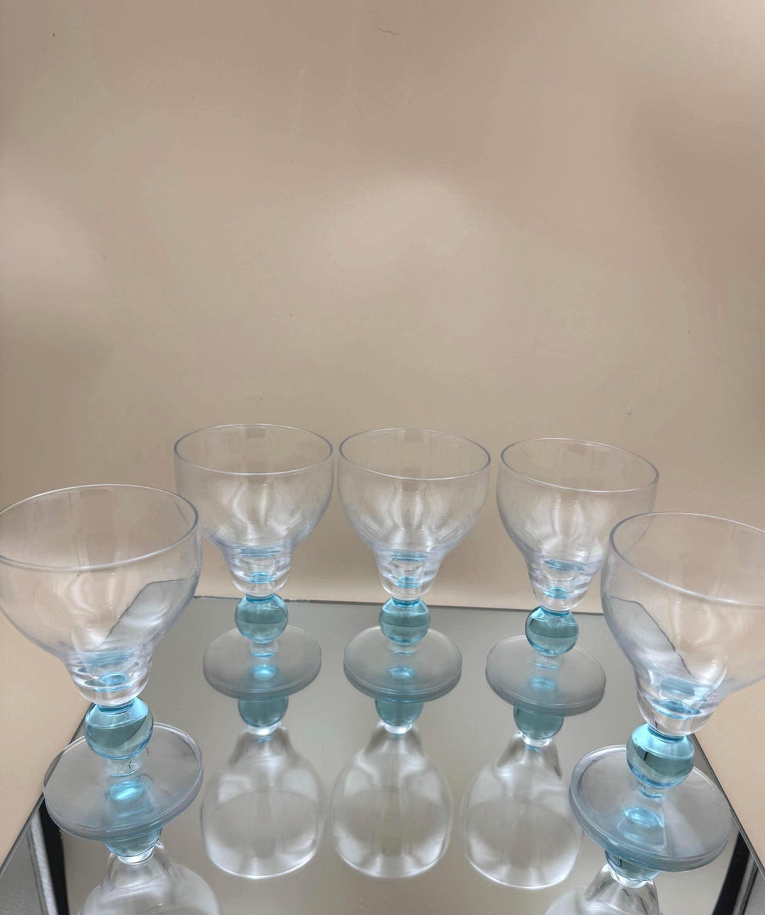 Vintage Bryce Cerulean Blue Stem Glasses Set of 5 EUC - Etsy