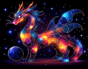 Celestial Dragon Print Set: Galaxy Space Art (Digital Download)