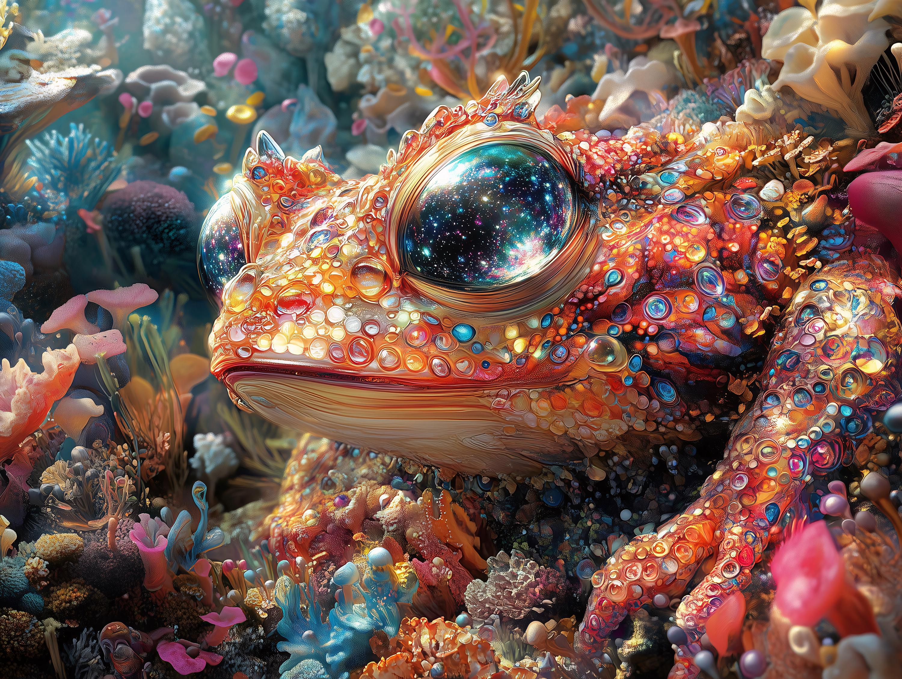 Cosmic Frog Deviantart Cosmic Frog Art Print: Psychedelic Coral Reef Fantasy (digital Download ...