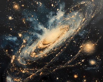 Impresión artística de paisaje galáctico con IA: Descarga digital de fantasía (8192 x 8192 JPG)