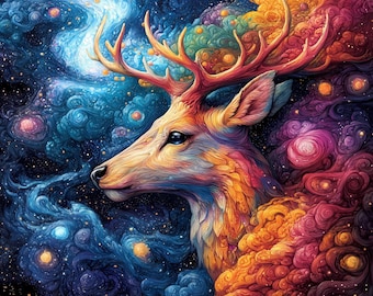 Celestial Deer Print Set: Cosmic Galaxy Wildlife Art (Digital Download)