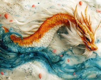 水彩画 ドラゴン 水彩ドラゴン - Etsy 日本