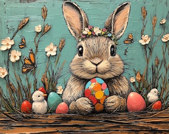 Rustic Easter Bunny Print Set: Vintage Farmhouse Wall Art (Digital Download)