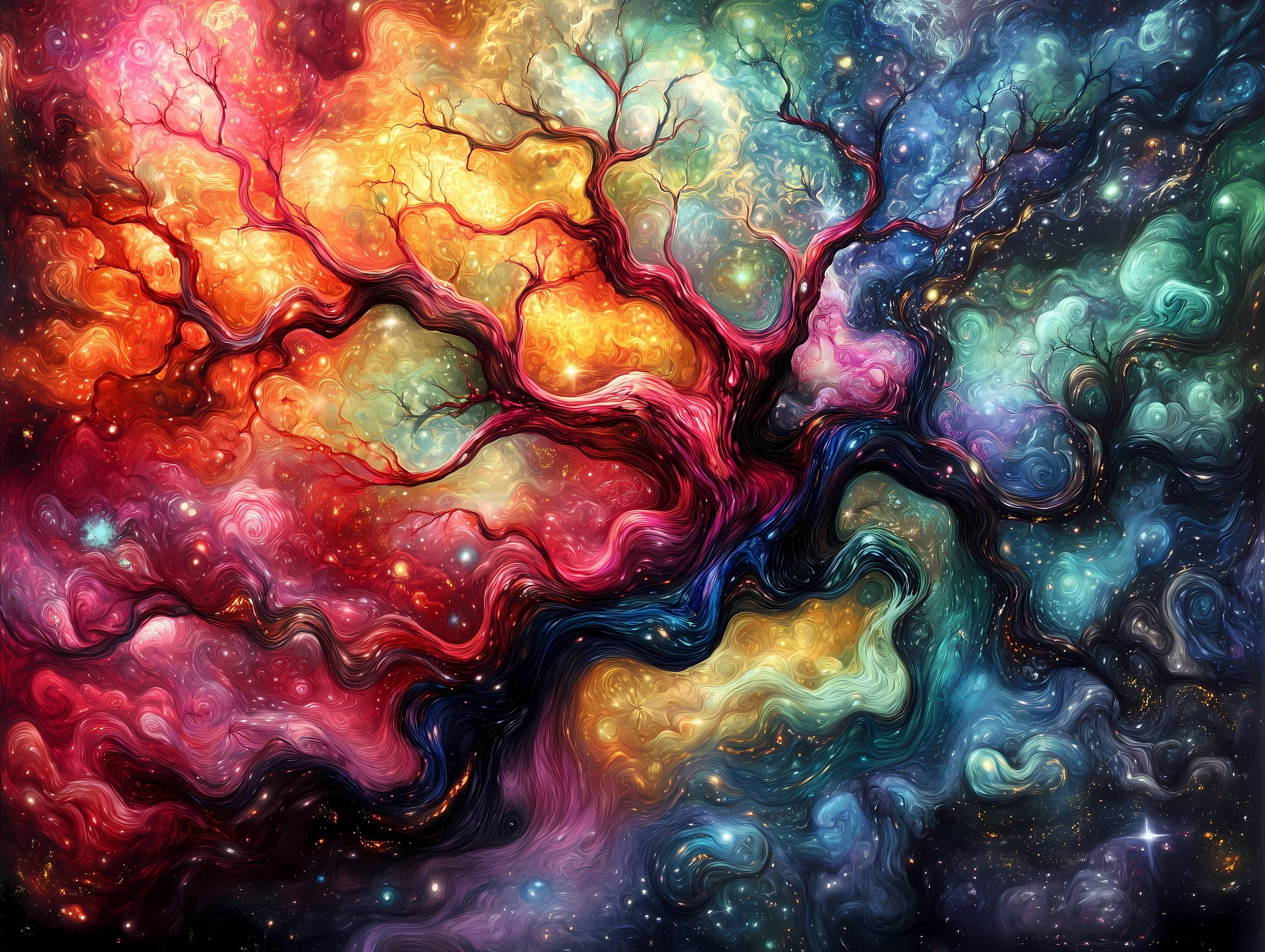 Tree of Life Fantasy Art Print Set - 5 Digital Downloads of Galaxy Wall ...