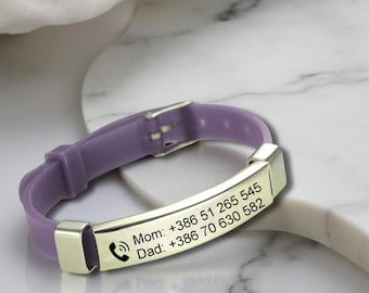 Child Waterproof ID Bracelet, Personalized Child ID Bracelet, Emergency Contact Silicone Bracelet Band, Custom silicone  Child Bracelet